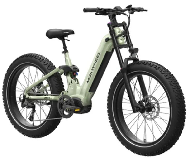 MOKWHEEL ONYX STEP THROUGH DUAL SUSPENSION MOUTAIN E-BIKE MINT GREEN