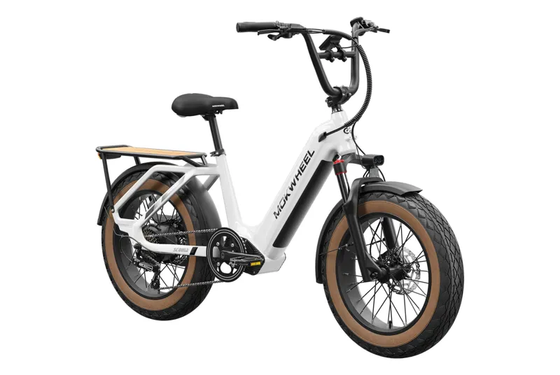 Mokwheel Scoria Step Through Fat Tire Electric Bike in White-1