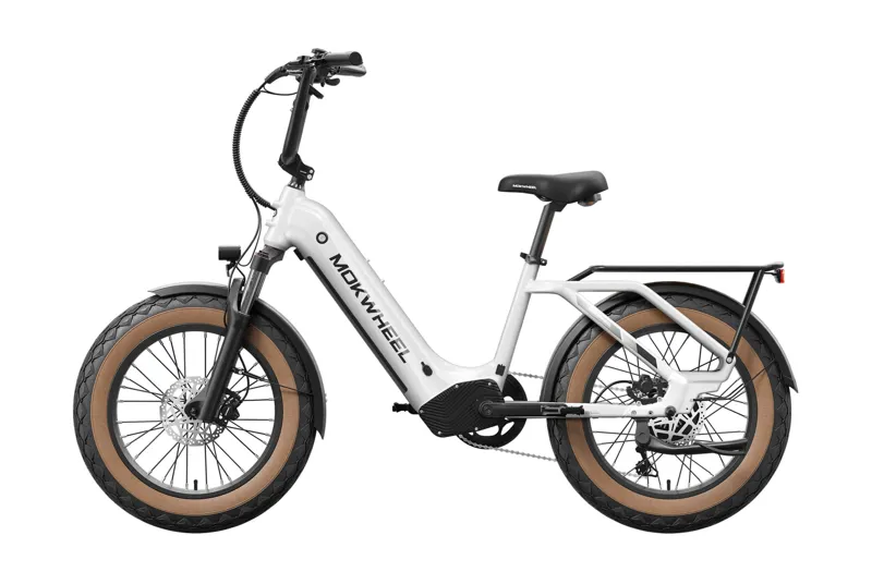 Mokwheel Scoria Step Through Fat Tire Electric Bike in White-2
