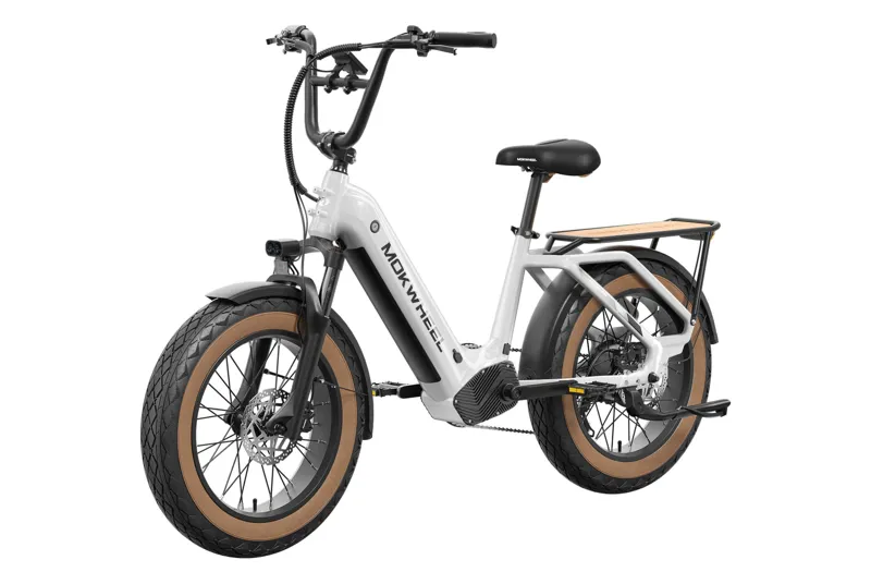 Mokwheel Scoria Step Through Fat Tire Electric Bike in White-3