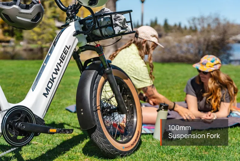 Mokwheel Scoria Step Through Fat Tire Electric Bike in White-5