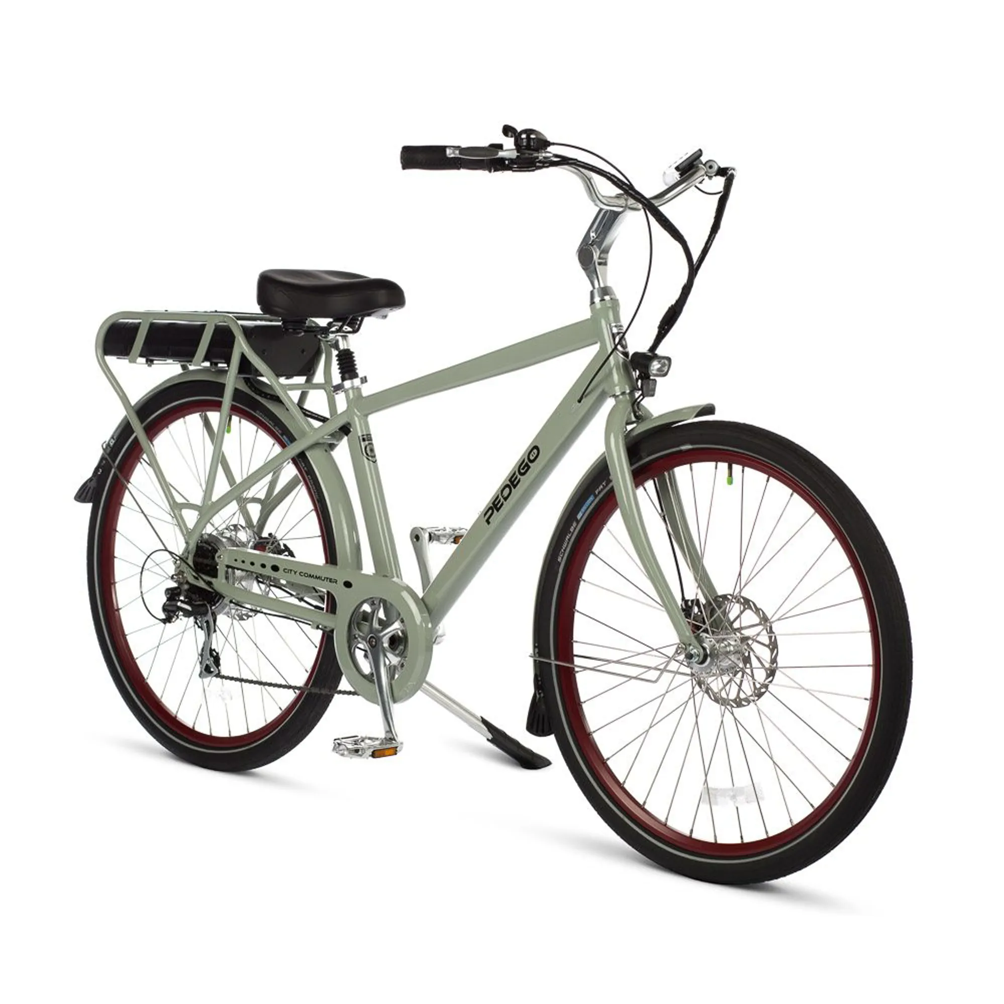 Perego Bus Mtb Pedego City Commuter Classic P749 Frame in Greige w/ Maroon Matte Rims